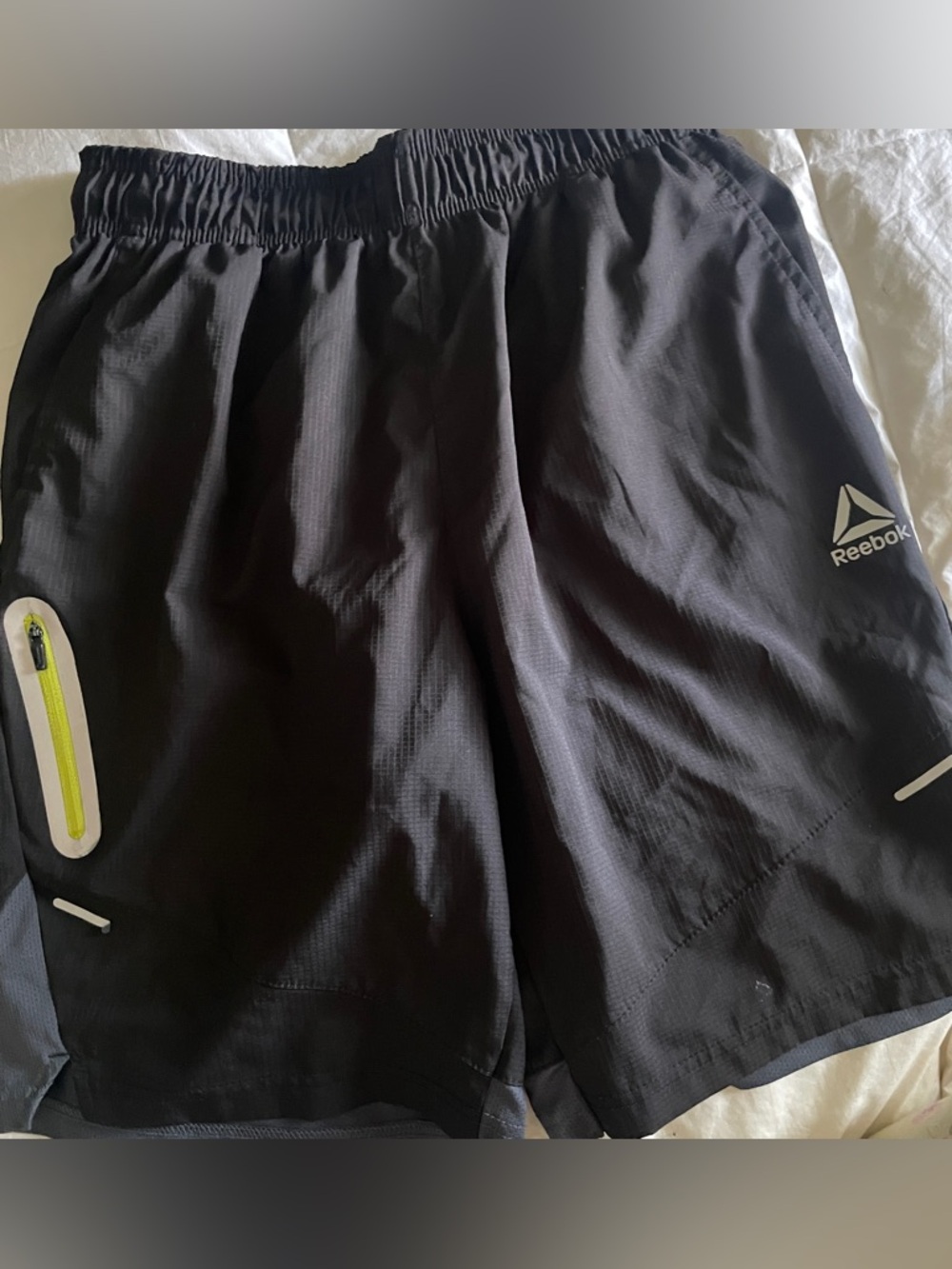 Reebok Men's Black Athletic Shorts with Reflective Trim